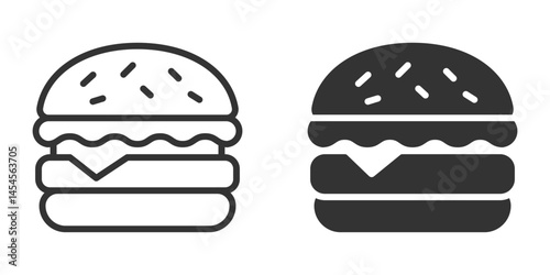 Vector icon of burger sandwich in minimal black style.