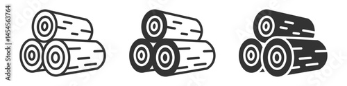 Vector icon of stacked logs in outline and solid style.