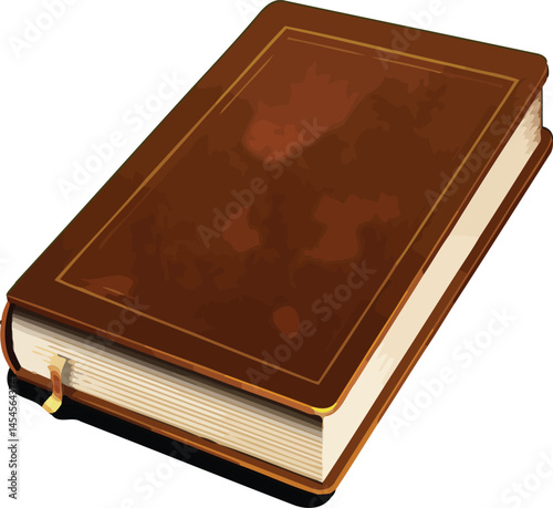 Antique Book Cover: A richly detailed illustration of an antique book cover, hinting at untold stories within. The aged leather binding and gilded edges exude a sense of history and wisdom.
