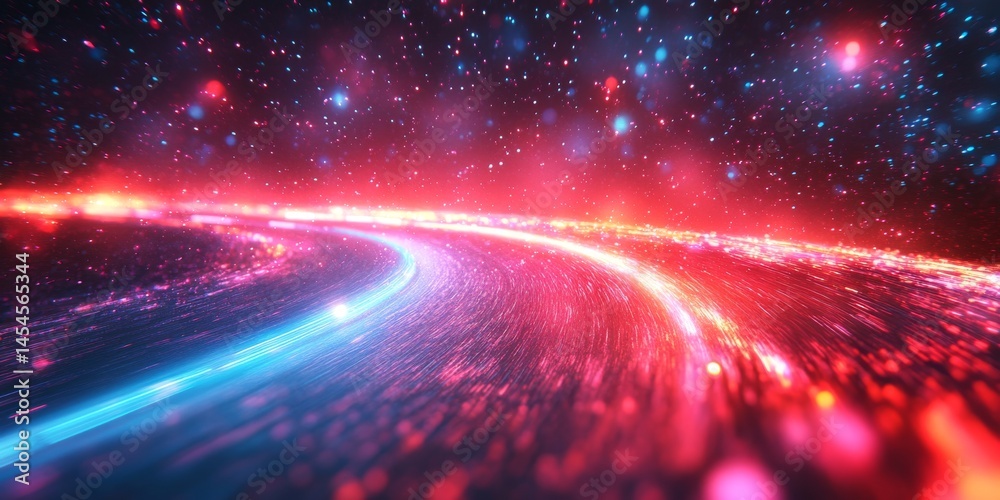 Obraz premium Futuristic abstract motion blur with neon light streaks