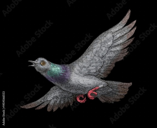 A bird a pigeon a sparrow a crow a jackdaw flies with its wings spread wide