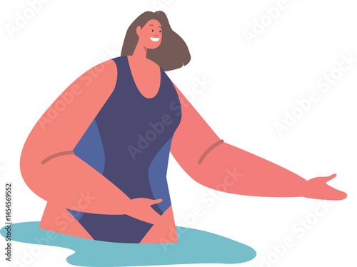 Woman on swimming lesson vector illustration