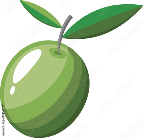 A vibrant vector art illustration of mamoncillo (Spanish lime) fruits resembling olives, featuring detailed textures, lush green leaves, and realistic shading. photo