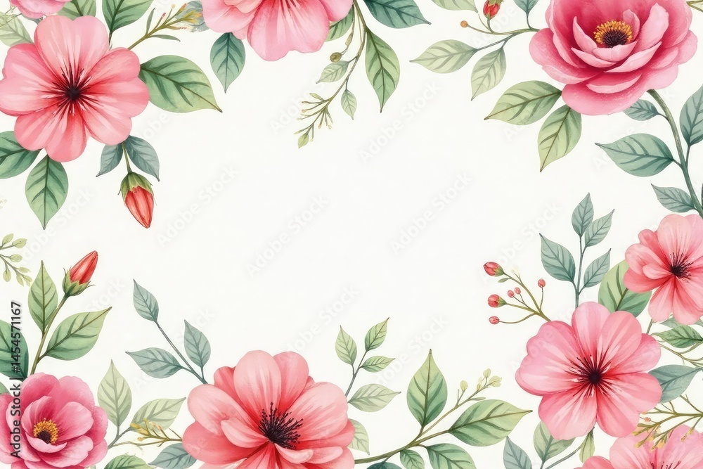 Obraz premium Delicate watercolor style floral pattern, soft pastel hues seamlessly tiling , texture, airy, leaves