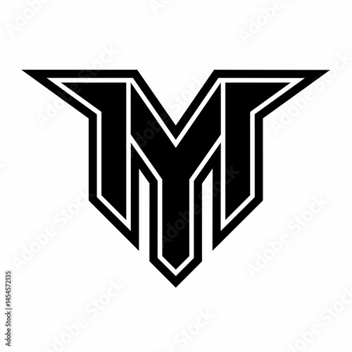 Modern letter M monogram logo graphic vector illustration in mascot style. Perfect for esports branding, gaming team, professional identity, emblem.