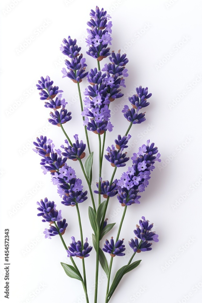 Naklejka premium Lavender sprig against white