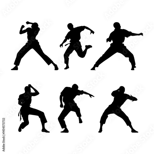 Capoeira Practitioner in Mid-Movement Silhouette clipart
