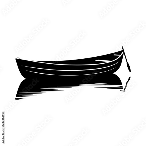 Rowboat with Oars Silhouette clipart
