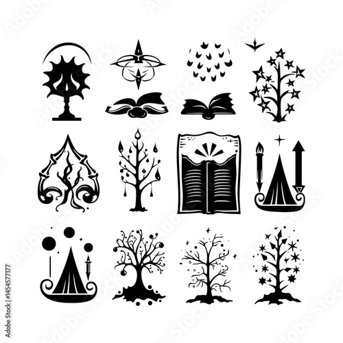 Spellbook Silhouette set clipart on a white background