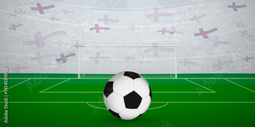 Faroese Football Arena Full of Fans with National Flags, Sports Event Illustration.