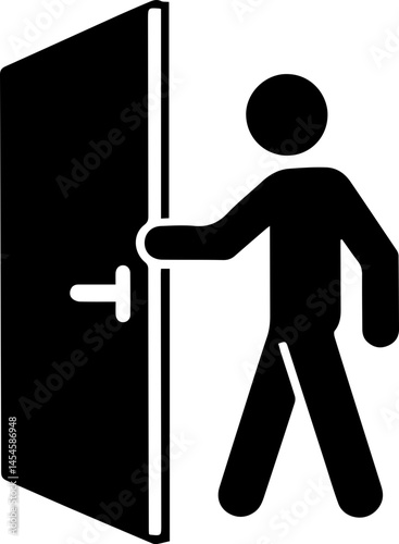 Exit Entrance Door Sign Icon with Human Figure