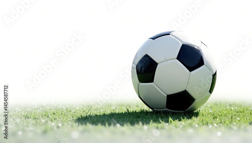 High-angle view, football on pristine white background , design, leather