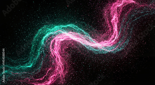 Abstract vibrant waves of energy against a black background  