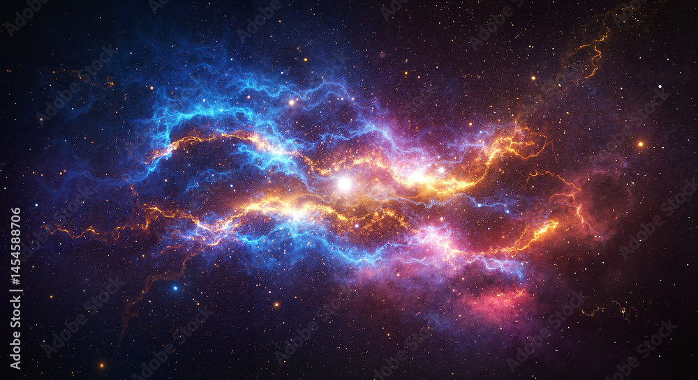 Fototapeta premium Nebula formation glowing in the dark cosmos 