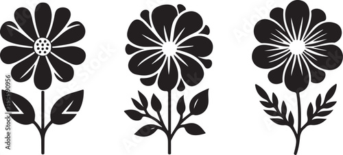 Flower silhouette vector set