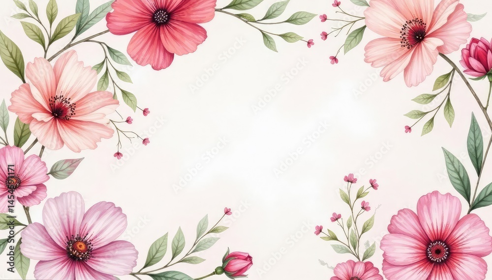 Obraz premium Delicate watercolor floral pattern, soft pastel hues, nature, repeat, floral