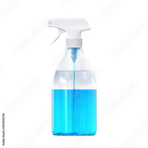 Transparent Spray Bottle with Blue Liquid -