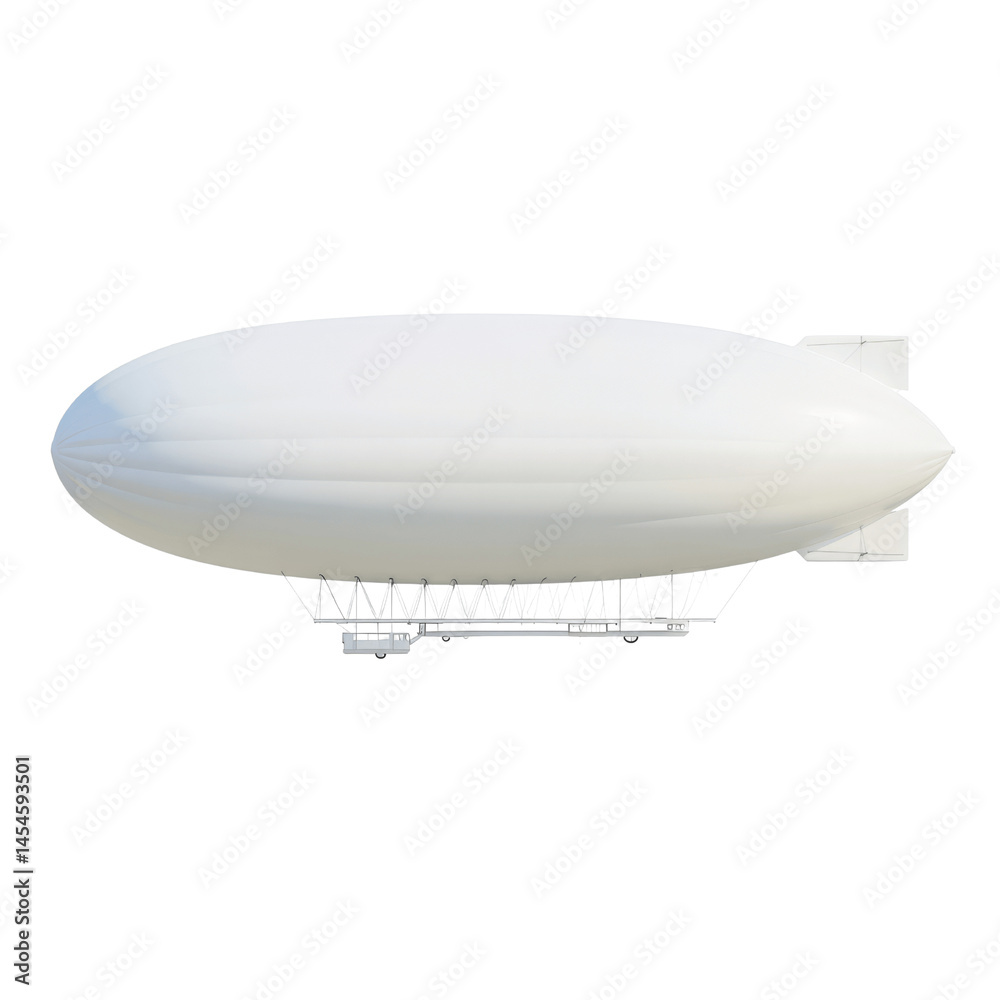 Obraz premium Modern White Airship, Blimp, Dirigible, Zepplin,
