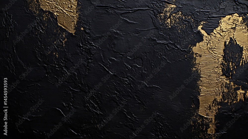 Obraz premium Abstract black and gold textured wall with intricate patterns, creating a luxurious backdrop for design