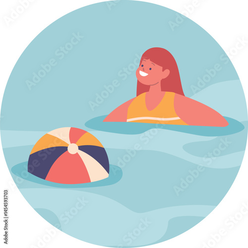 Child having fun swimming lesson