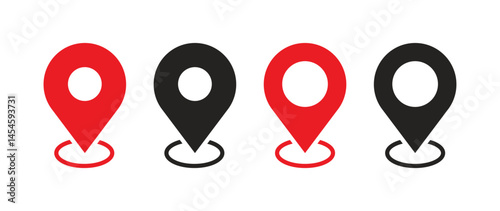 
Red and Black Location pin icon. Location and Map Pin  vector design.