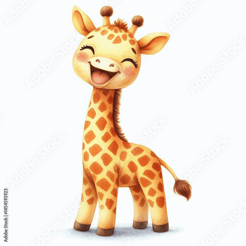 Laughing Leaves giraffe laughs and is happy isolated watercolor vector illustration svg