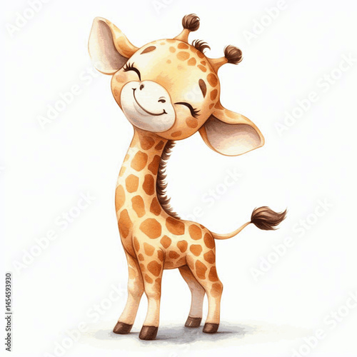 Neck Deep in Joy giraffe laughs and is happy isolated watercolor vector illustration svg