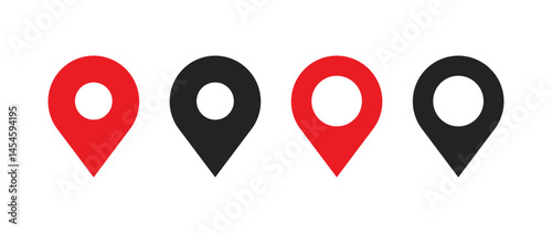 Red and Black Location pin icon. Location and Map Pin Icon Set Vector Design.