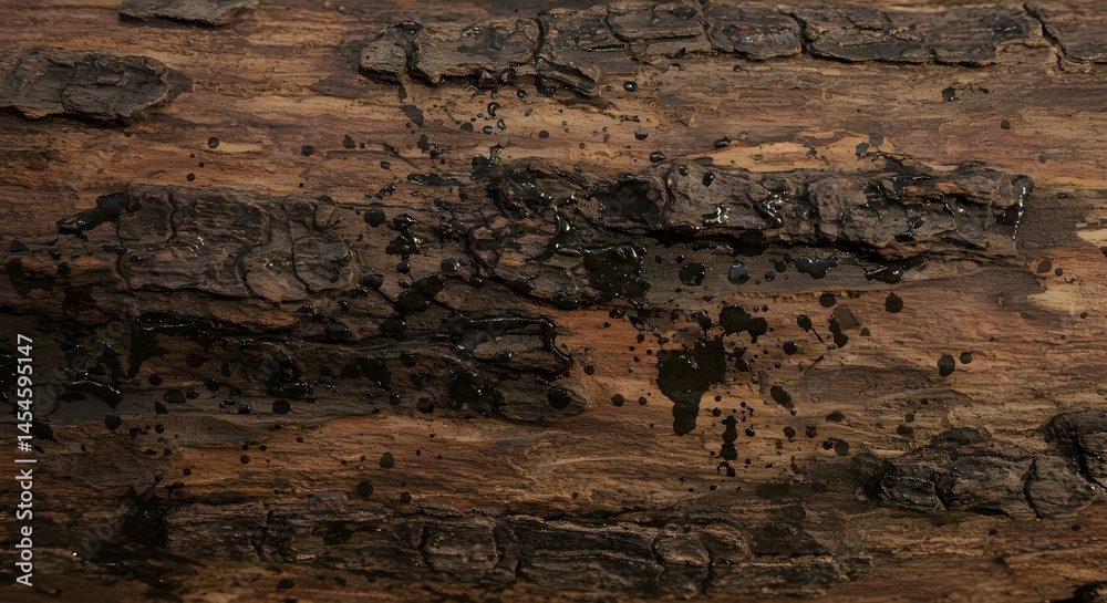 Fototapeta premium Splashes of Ink on Rugged Tree Bark