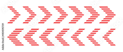 Arrow Red Chevron Symbol Warning Striped Vector