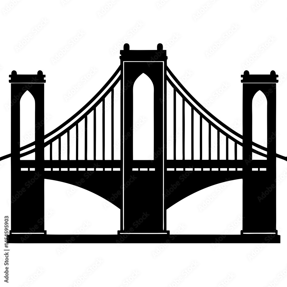Obraz premium Brooklyn Bridge silhouette vector illustration