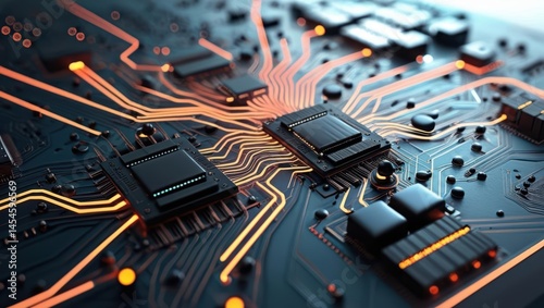Abstract Digital Illustration Featuring Circuit Boards And Computer Components, Showcasing A Futuristic Design With Glowing Lines And Elements Representing Data Processing And Cybersecurity Concepts.​