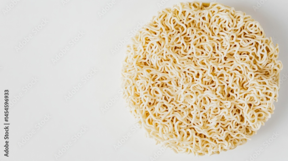 Obraz premium Closeup of raw rice noodles in a bowl on a white background