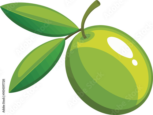 A vibrant vector art illustration of a Mamoncillo olive fruit, showcasing its tropical appeal with detailed textures and rich, natural colors