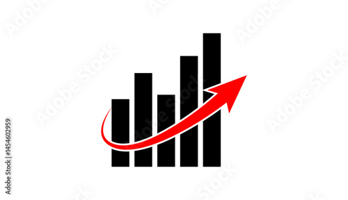 Free Download Style business graph with red arrow design. up and down graph bar illustration design on transparent background. - GFXLoad