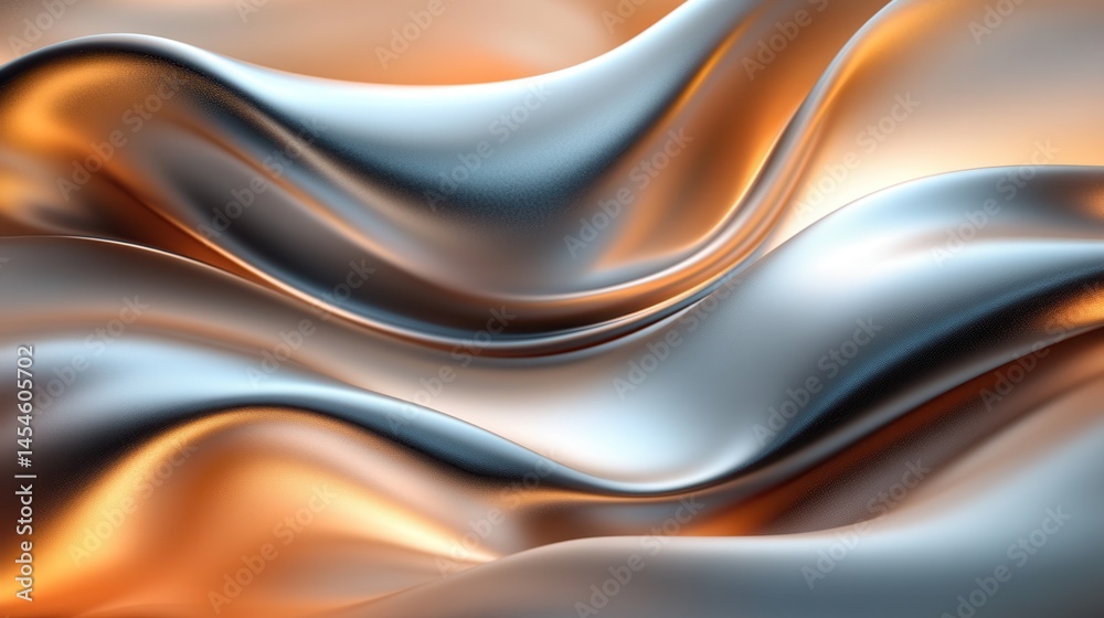 Obraz premium Abstract metallic drapes flowing in waves