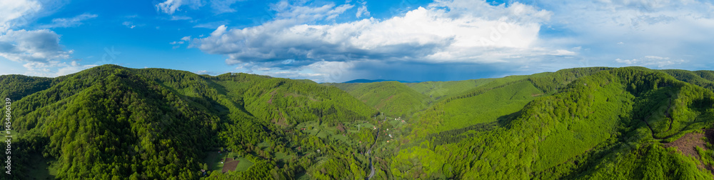 Panoramic landscape of the Bucin Pass in Harghita County - Romania, seen from above