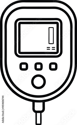 blood glucose meter outline vector illustration  on white backgrond
