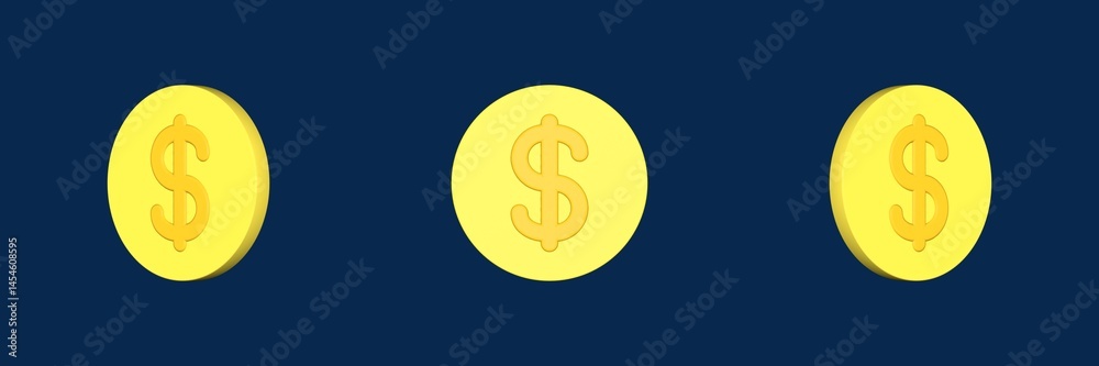 Obraz premium coin interface essential 3D icon