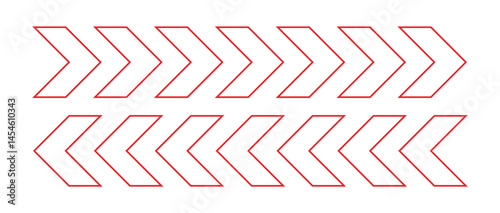 Arrow Red Chevron Symbol Warning Striped Vector. Arrow Vector Art.