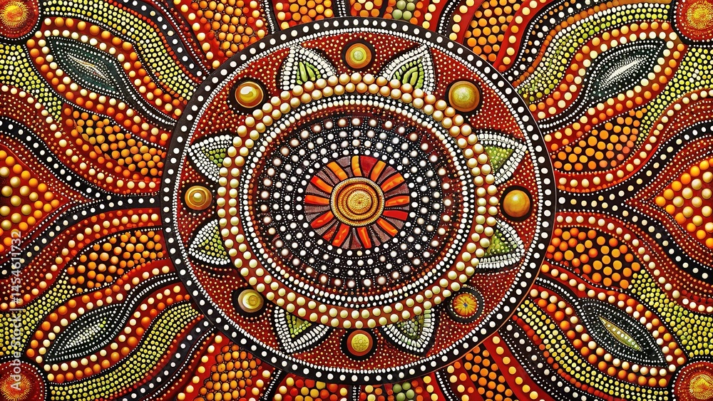Fototapeta premium Australian Aboriginal Dot Painting Art Style, Indigenous Culture