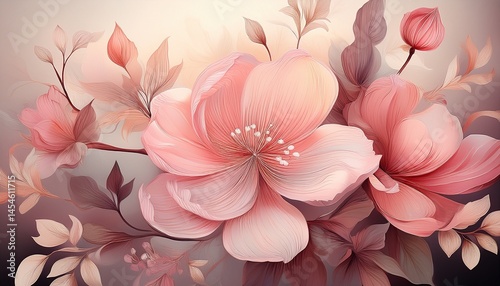 blush pink flower illustration vibrant design