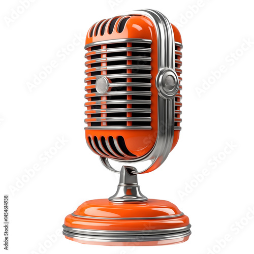 Vintage Microphone With Retro Design on Transparent Background