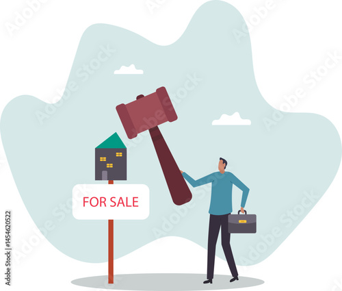 Home for sale, selling house moving to new home.character for design.