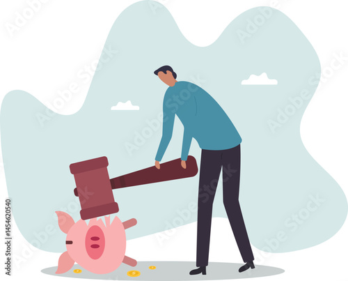 Inflation causing money value decreased or recession make stock market crash,character for design.