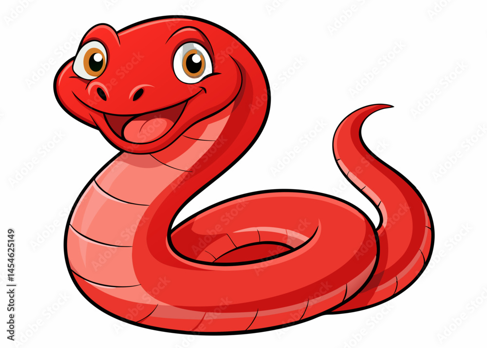 Fototapeta premium Happy Cartoon Red Snake Illustration for Kids