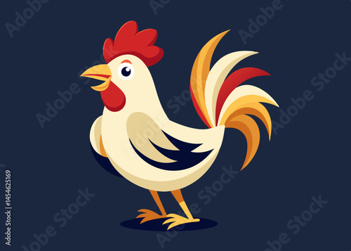 Cheerful Cartoon Rooster Illustration Design