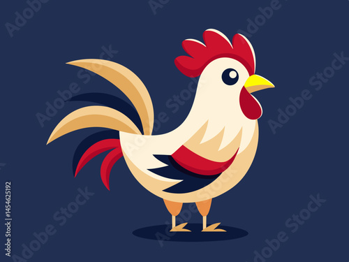 Stylized Rooster Illustration Cartoon Bird Farm Animal