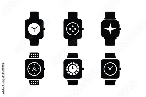 set of watch icon silhouette vector illustration
