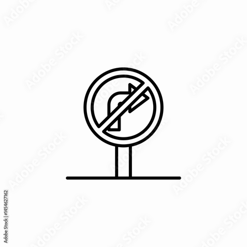 no turn right icon sign vector